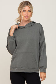 Olive Heathered Hooded Sweatshirt