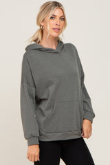 Olive Heathered Hooded Sweatshirt