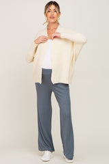 Beige Brushed Knit Dolman Sleeve Maternity Cardigan