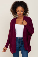 Plum Brushed Knit Dolman Sleeve Maternity Cardigan