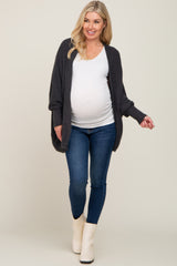 Charcoal Brushed Knit Dolman Sleeve Maternity Cardigan