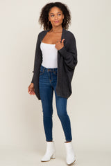 Charcoal Brushed Knit Dolman Sleeve Cardigan