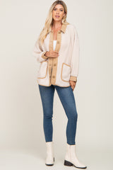 Cream Fleece Colorblock Coat