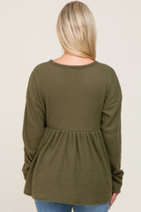 Olive Waffle Knit Long Sleeve Maternity Top