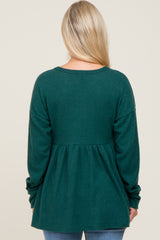 Forest Green Waffle Knit Long Sleeve Maternity Top