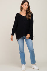 Black Chunky Knit Maternity Sweater