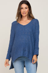 Blue Chunky Knit Maternity Sweater