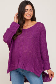 Purple Chunky Knit Maternity Sweater