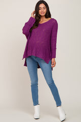 Purple Chunky Knit Maternity Sweater