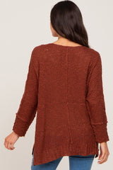 Rust Chunky Knit Maternity Sweater