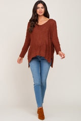 Rust Chunky Knit Maternity Sweater