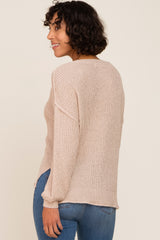 Beige Basic Side Slit Sweater