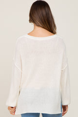 Ivory Basic Side Slit Maternity Sweater