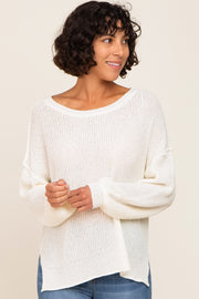 Ivory Basic Side Slit Sweater