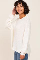 Ivory Basic Side Slit Sweater