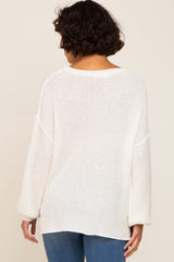 Ivory Basic Side Slit Sweater