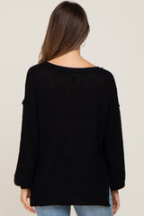 Black Basic Side Slit Maternity Sweater