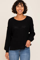 Black Basic Side Slit Maternity Sweater