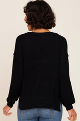 Black Basic Side Slit Sweater