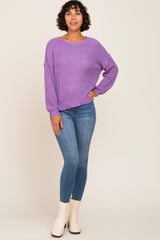 Purple Basic Side Slit Sweater