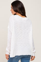 White Open Knit Drop Shoulder Maternity Sweater