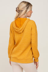 Yellow Ribbed Button Front Hoodie