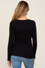 Black Ruched Side Long Sleeve Maternity Top