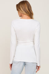 Ivory Ruched Side Long Sleeve Top