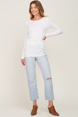 Ivory Ruched Side Long Sleeve Top