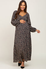 Black Floral Sweetheart Maternity Maxi Dress