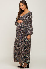 Black Floral Sweetheart Maternity Maxi Dress