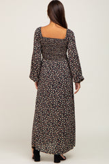 Black Floral Sweetheart Maternity Maxi Dress