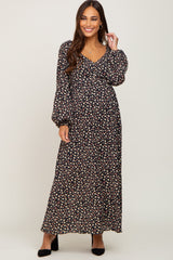 Black Floral Sweetheart Maternity Maxi Dress