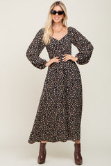 Black Floral Sweetheart Maternity Maxi Dress