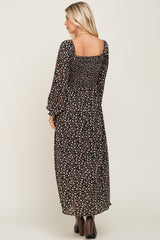 Black Floral Sweetheart Maxi Dress