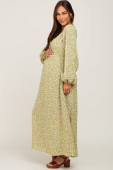 Light Green Floral Sweetheart Maternity Maxi Dress