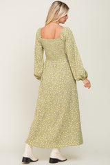 Light Green Floral Sweetheart Maxi Dress