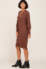 Brown Long Button Down Cardigan/Dress