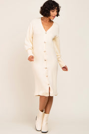 Cream Long Button Down Cardigan/Dress