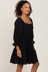 Black Swiss Dot 3/4 Sleeve Dress