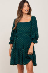 Forest Green Swiss Dot 3/4 Sleeve Maternity Dress