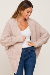 Beige Soft Knit Dolman Sleeve Cardigan