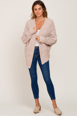 Beige Soft Knit Dolman Sleeve Cardigan