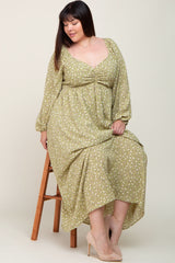 Light Green Floral Sweetheart Maternity Plus Maxi Dress