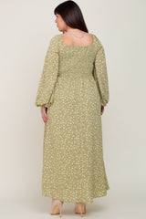 Light Green Floral Sweetheart Plus Maxi Dress