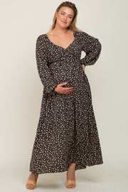 Black Floral Sweetheart Maternity Plus Maxi Dress