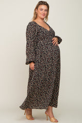 Black Floral Sweetheart Maternity Plus Maxi Dress