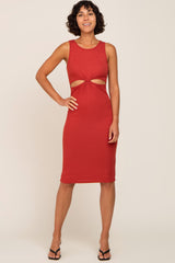 Rust Cutout Midi Dress