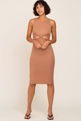 Mocha Cutout Midi Dress