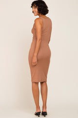 Mocha Cutout Midi Dress